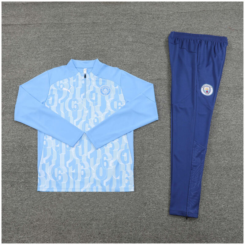 Kids Manchester City Training Suit Blue Pattern 2024/25