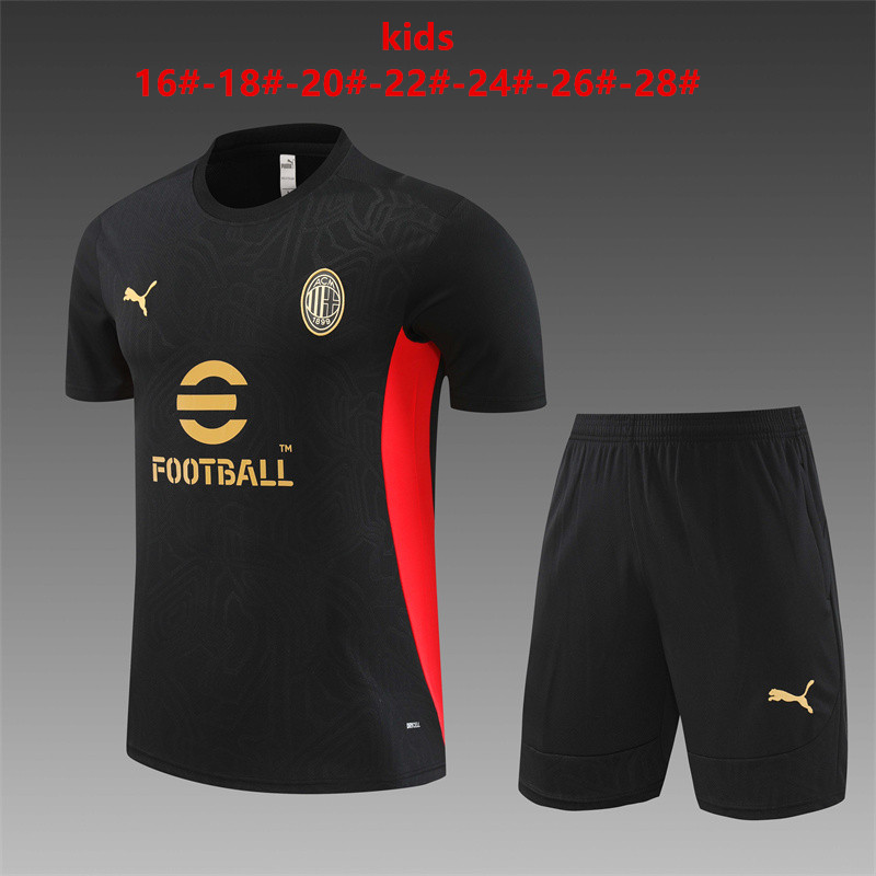 Kids AC Milan Short Training Suit Black 2024/25