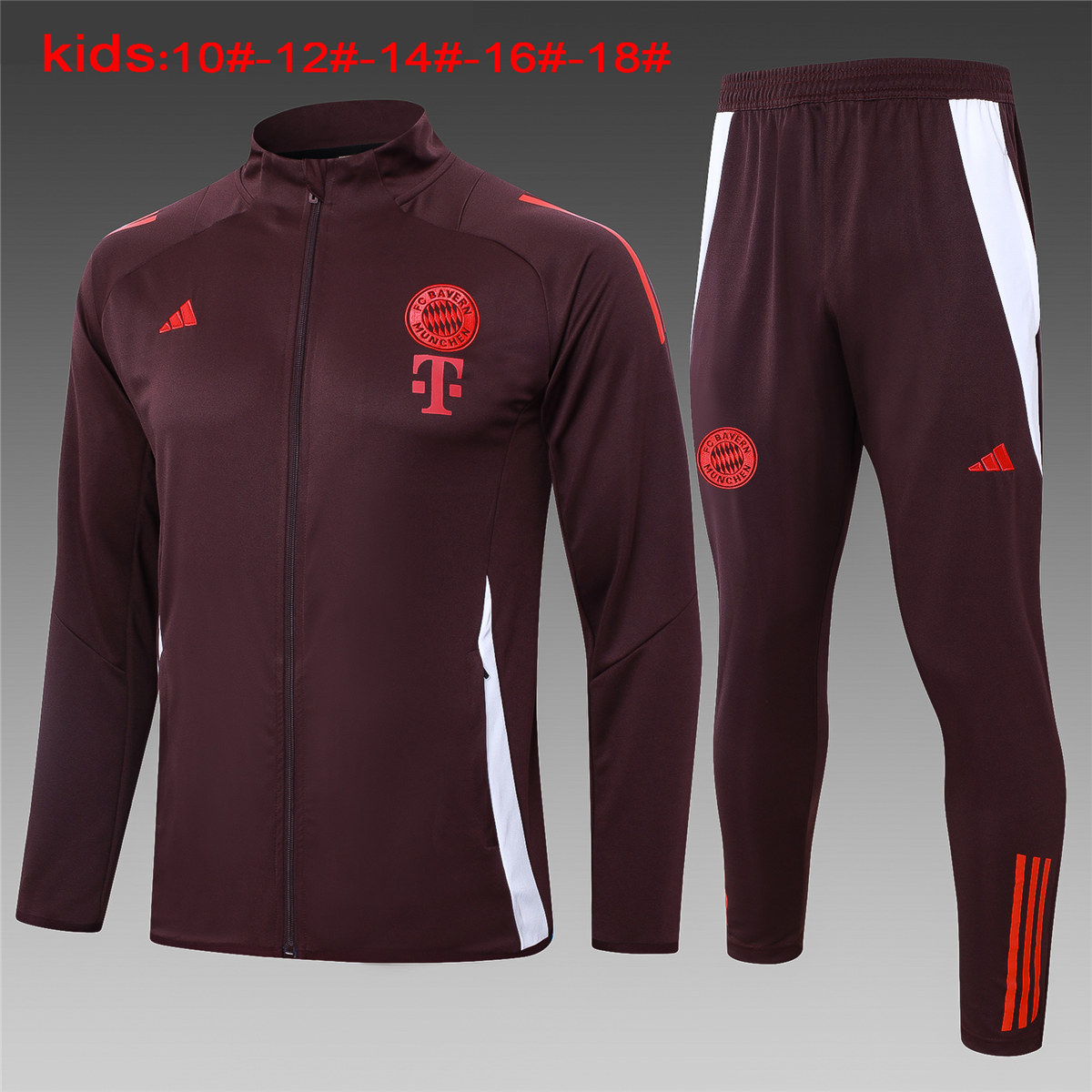 Kids Bayern Munich Jacket + Pants Training Suit Burgundy 2024/25