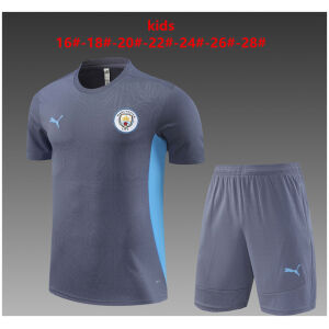 Kids Manchester City Short Training Suit Grey 2024/25