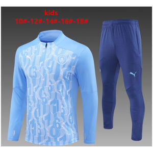 Kids Manchester City Training Suit Blue Pattern 2024/25