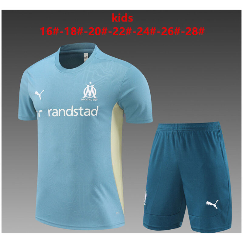 Kids Olympique Marseille Short Training Suit Ash Blue 2024/25