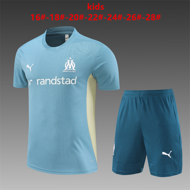 Kids Olympique Marseille Short Training Suit Ash Blue 2024/25
