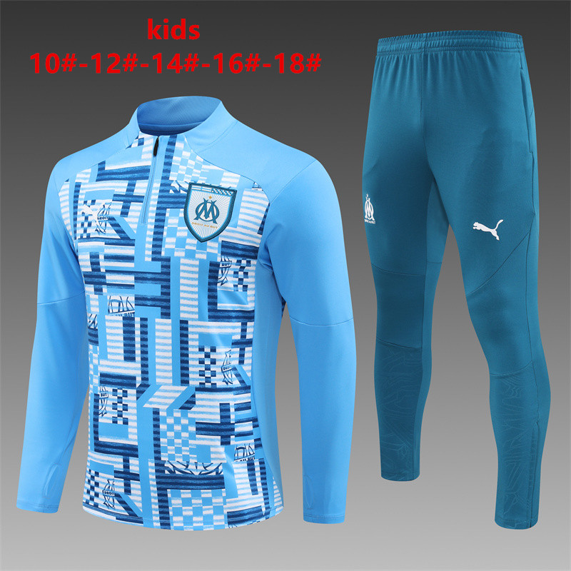 Kids Olympique Marseille Training Suit Blue Pattern 2024/25