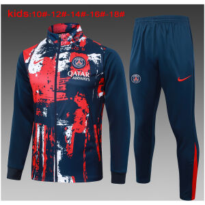 Kids PSG Jacket + Pants Training Suit Royal – Red 2024/25