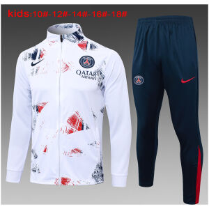 Kids PSG Jacket + Pants Training Suit White 2024/25