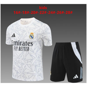 Kids Real Madrid Short Training Suit White 2024/25