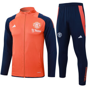 Mens Manchester United Jacket + Pants Training Suit Orange 2024/25