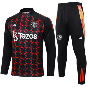 Mens Manchester United Training Suit Black – Red 2024/25