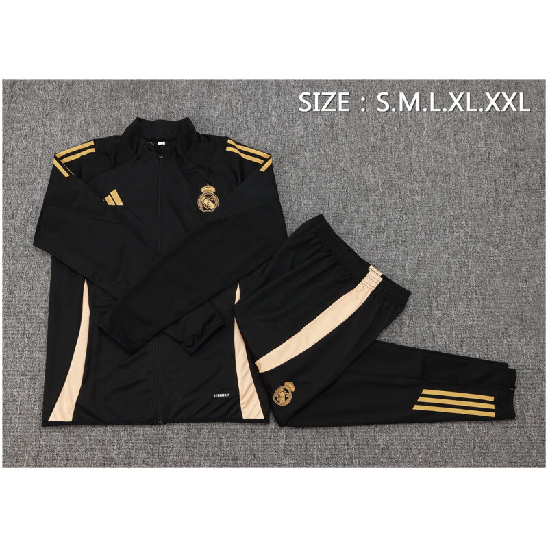 Mens Real Madrid Jacket + Pants Training Suit Black 2024/25
