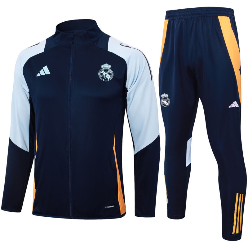 Mens Real Madrid Jacket + Pants Training Suit Royal – Light Blue 2024/25