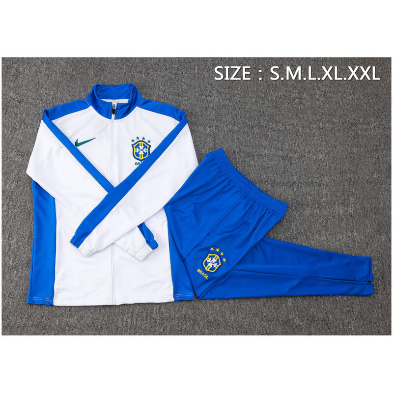 Mens Brazil Jacket + Pants Training Suit White 2024