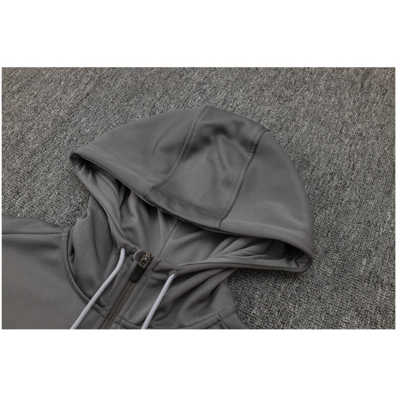 Mens Tottenham Hotspur Hoodie Jacket + Pants Training Suit Grey 2024/25