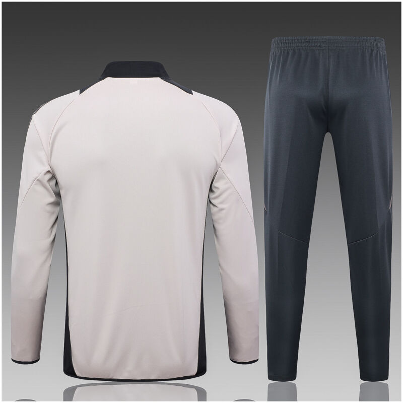 Kids Real Madrid Jacket + Pants Training Suit Light Grey 2024/25