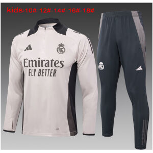 Kids Real Madrid Training Suit Light Grey 2024/25