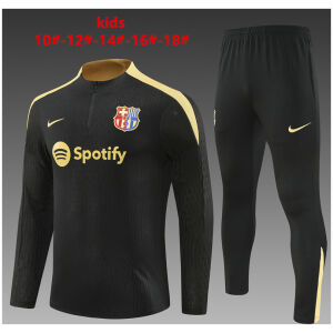 Kids Barcelona Training Suit Black – Gold 2024/25