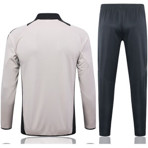 Herren Real Madrid Jacke + Hose Trainingsanzug Hellgrau 2024/25