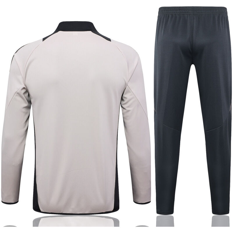 Mens Real Madrid Jacket + Pants Training Suit Light Grey 2024/25