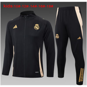 Kinder Real Madrid Jacke + Hose Trainingsanzug Schwarz 2024/25