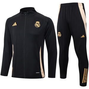 Herren Real Madrid Jacke + Hose Trainingsanzug Schwarz 2024/25