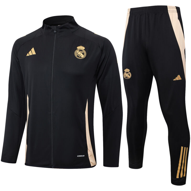 Mens Real Madrid Jacket + Pants Training Suit Black 2024/25