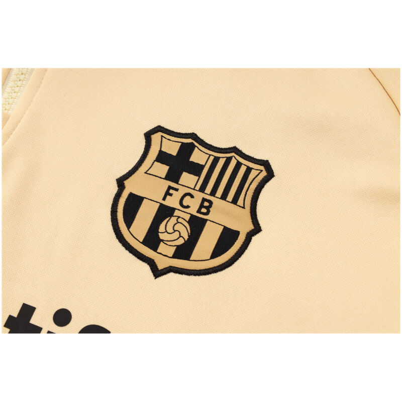 Mens Barcelona Hoodie Sweatshirt + Pants Training Suit Apricot 2024/25