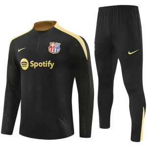 Mens Barcelona Training Suit Black – Gold 2024/25