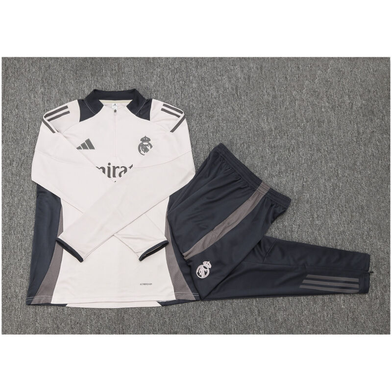 Kids Real Madrid Training Suit Light Grey 2024/25