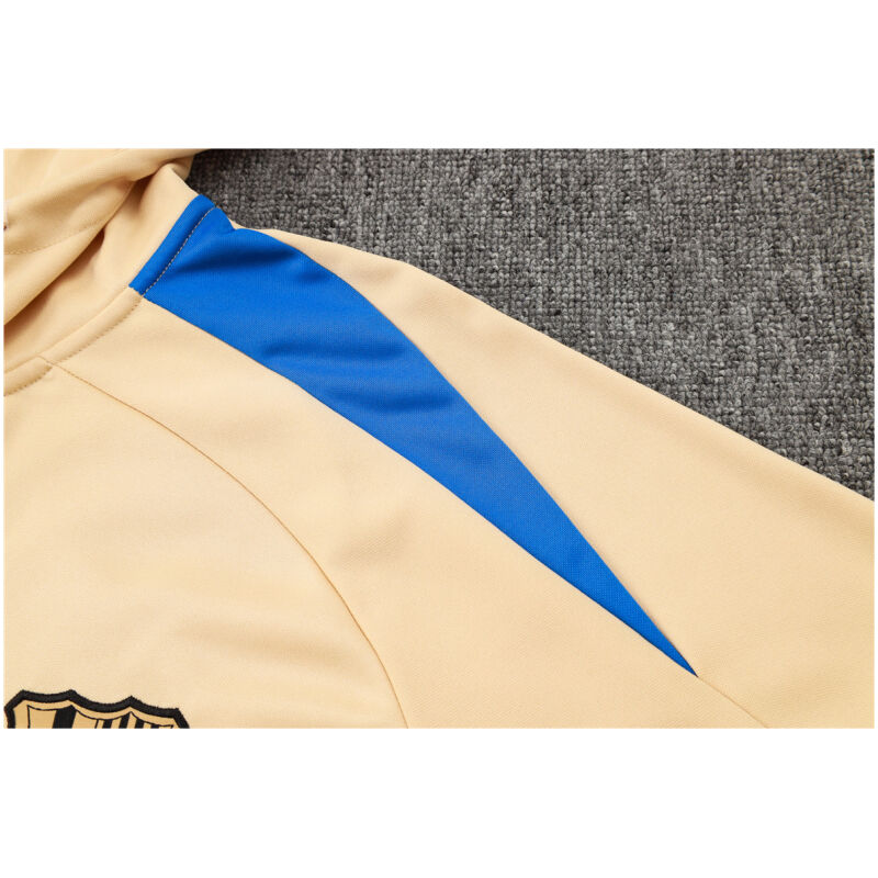 Mens Barcelona Hoodie Sweatshirt + Pants Training Suit Apricot 2024/25