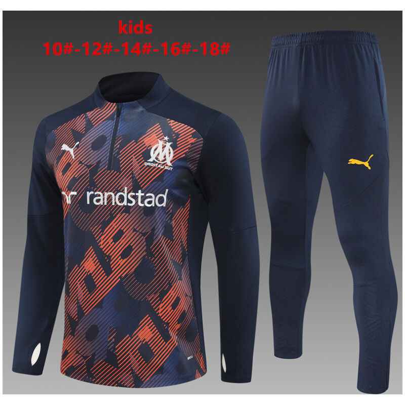 Kids Olympique Marseille Training Suit Orange – Royal 2024/25