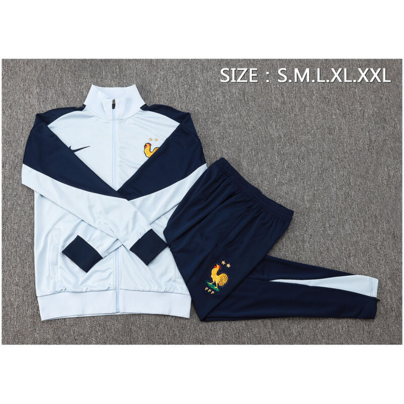 Mens France Jacket + Pants Training Suit Light Blue 2024