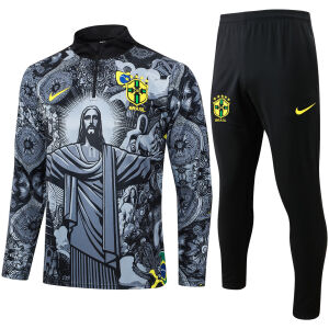 Mens Brazil Training Suit Black Jesus 2024