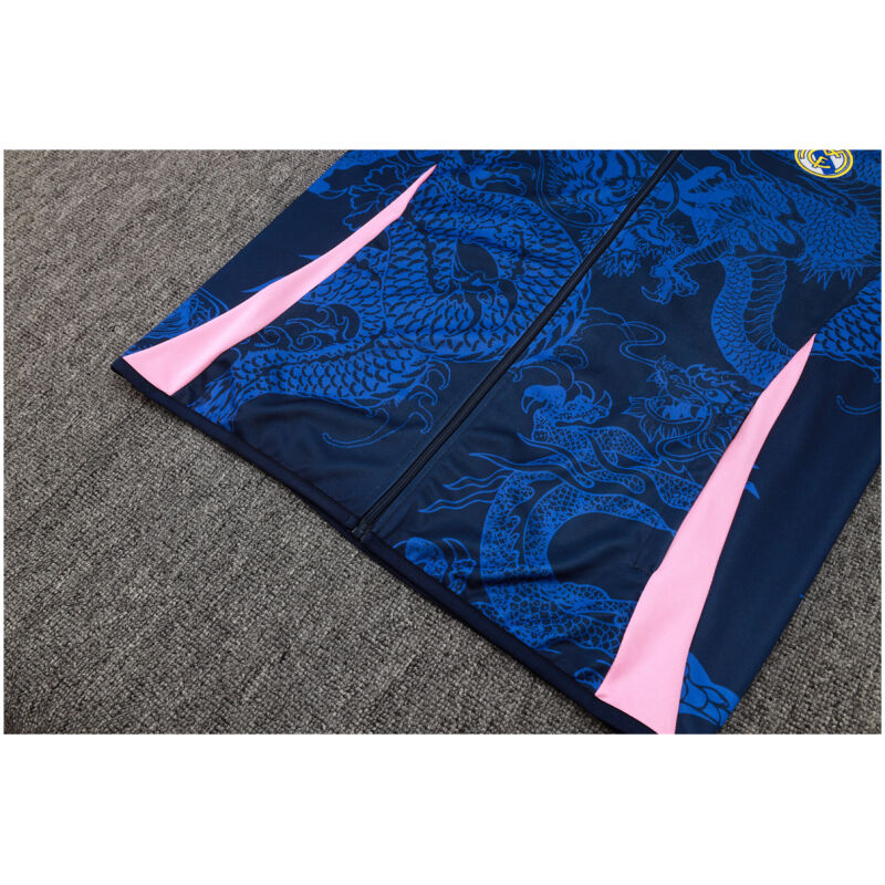 Mens Real Madrid Jacket + Pants Training Suit Blue Dragon 2024/25