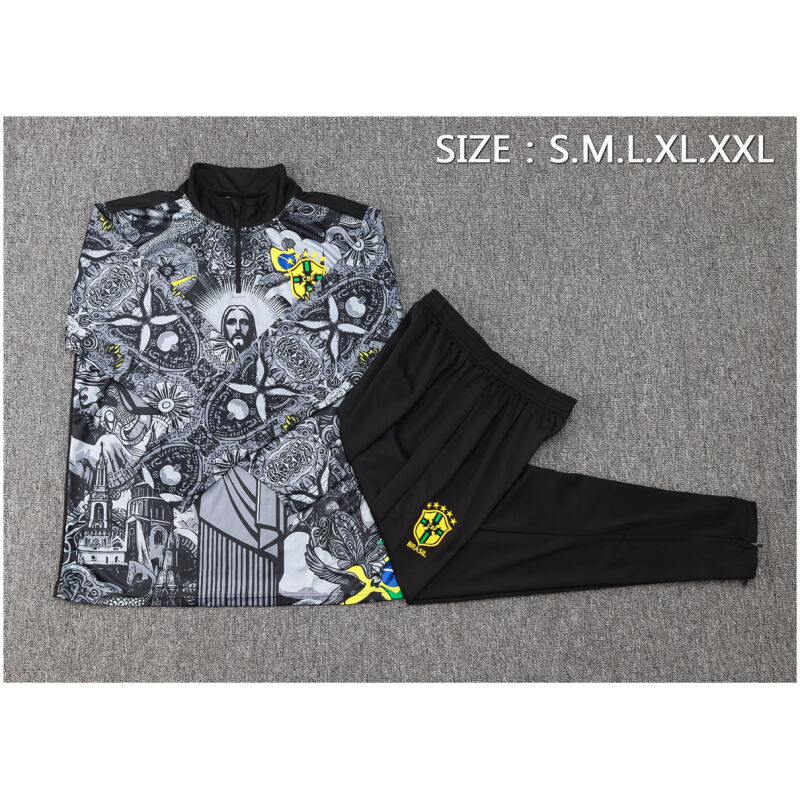 Mens Brazil Training Suit Black Jesus 2024