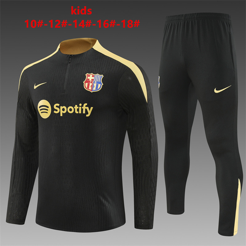 Kids Barcelona Training Suit Black – Gold 2024/25