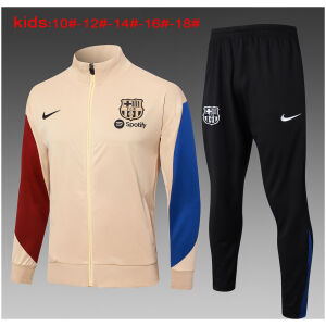 Kids Real Madrid Jacket + Pants Training Suit Apricot 2024/25