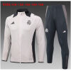 Kids Real Madrid Jacket + Pants Training Suit Light Grey 2024/25