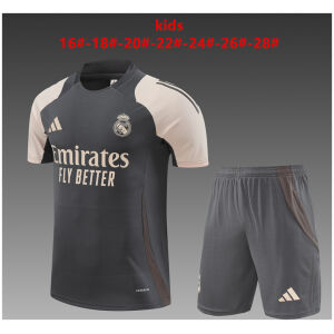 Kids Real Madrid Short Training Suit Dark Grey 2024/25