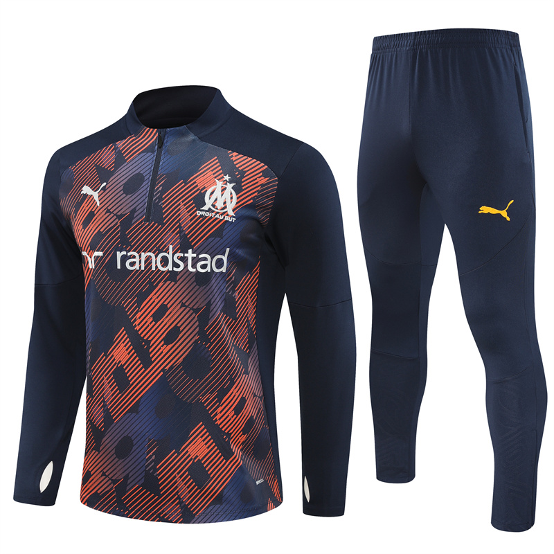 Mens Olympique Marseille Training Suit Orange – Royal 2024/25