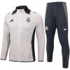 Mens Real Madrid Jacket + Pants Training Suit Light Grey 2024/25
