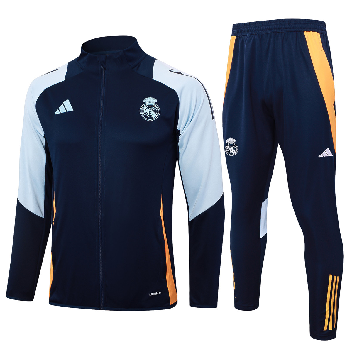 Mens Real Madrid Jacket + Pants Training Suit Royal – Light Blue 2024/25