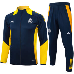 Mens Real Madrid Jacket + Pants Training Suit Royal – Yellow 2024/25