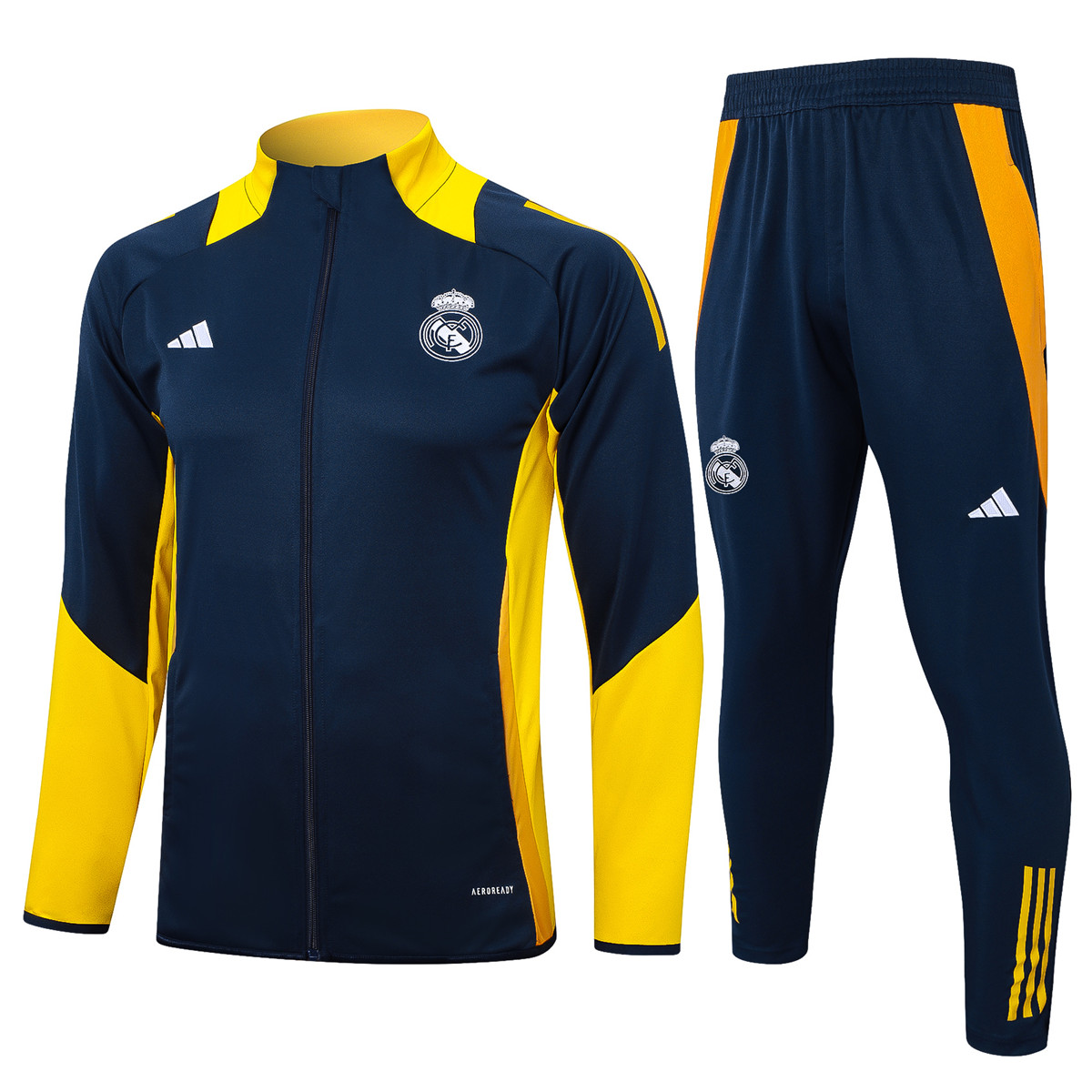 Mens Real Madrid Jacket + Pants Training Suit Royal – Yellow 2024/25