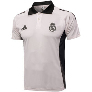Mens Real Madrid Polo Shirt Light Grey 2024/25