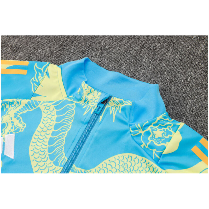 Mens Real Madrid Jacket + Pants Training Suit Light Blue Dragon 2024/25