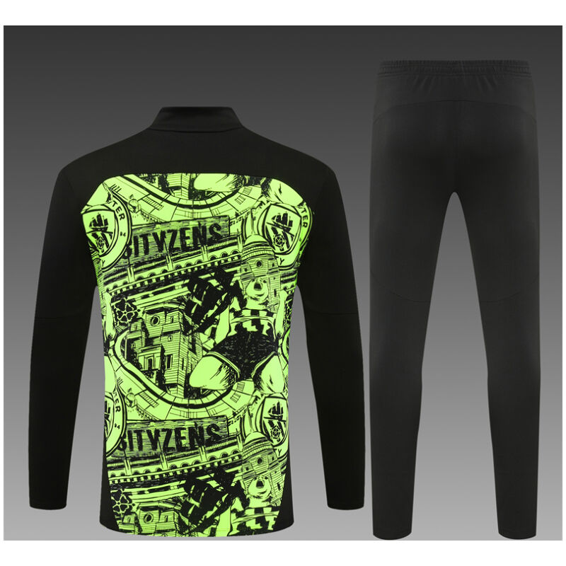 Kids Manchester City Training Suit Green – Black 2024/25