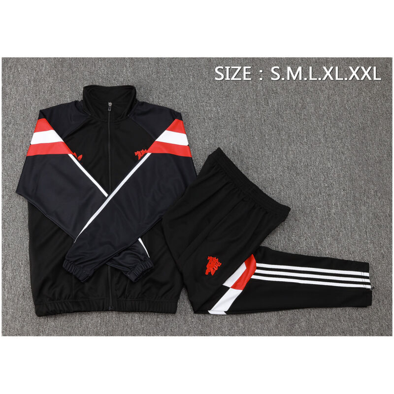 Mens Manchester United Jacket + Pants Training Suit Black 2024/25