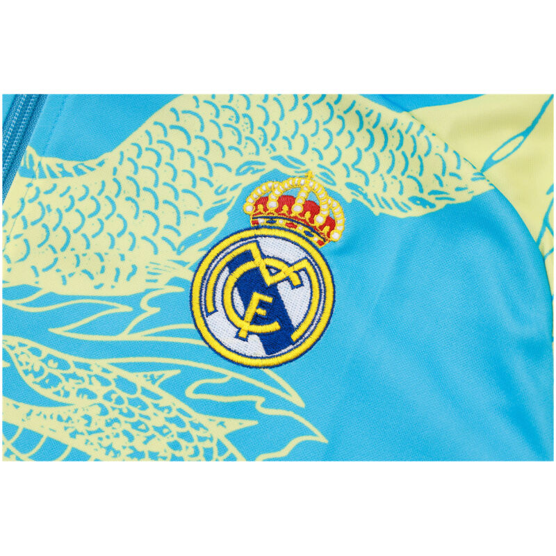Mens Real Madrid Jacket + Pants Training Suit Light Blue Dragon 2024/25