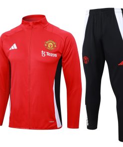 Mens Manchester United Jacket + Pants Training Suit Red 2024/25