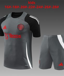 Kids Manchester United Short Training Suit Grey 2024/25